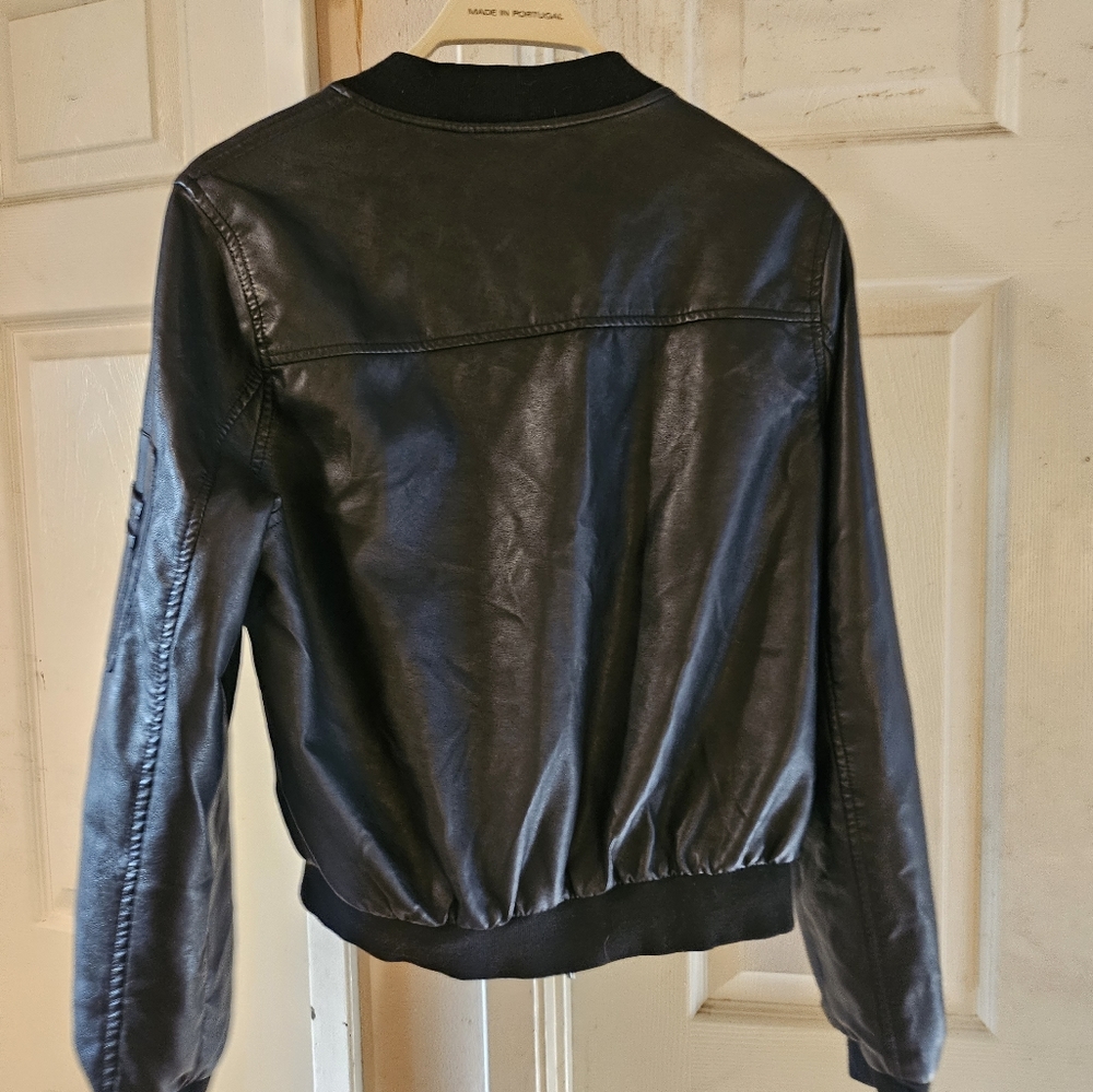Black Pleather Cropped Jacket - image 4